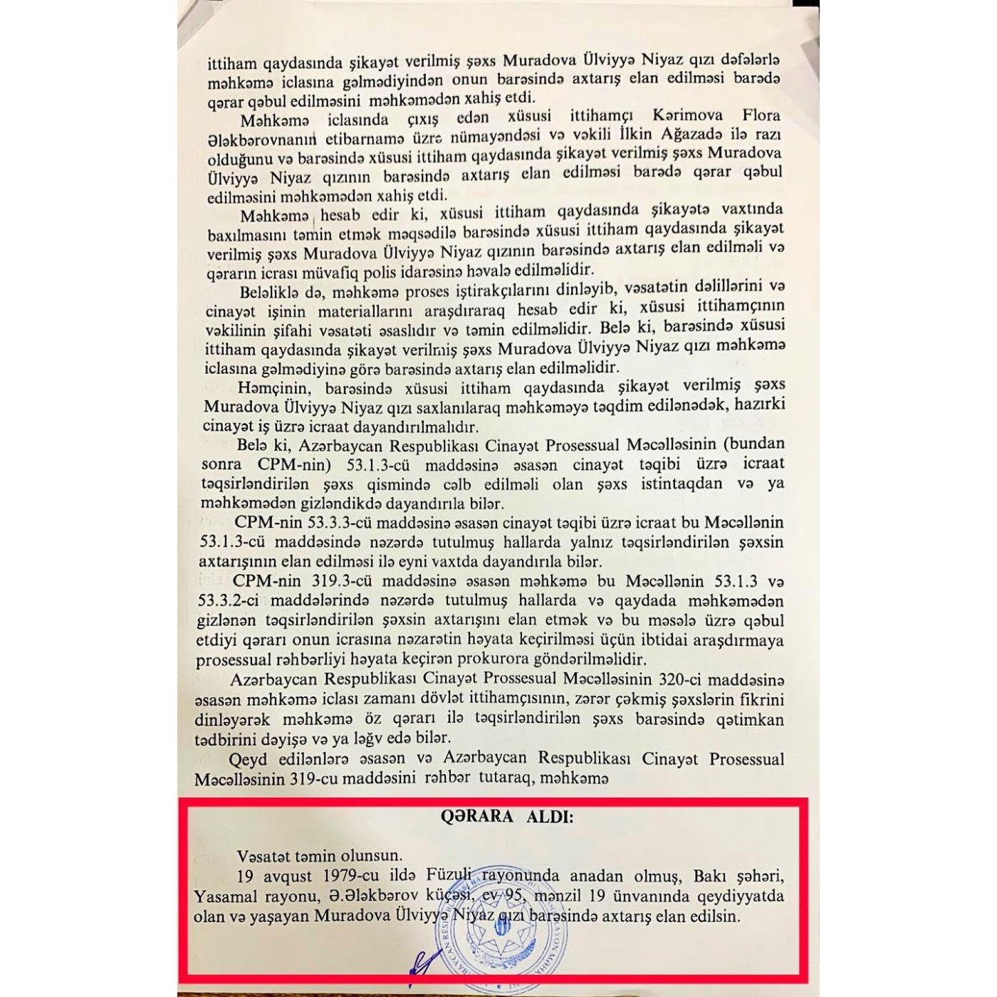 "Məhkəmə Ülviyyə Alovlunu tapa bilmir" - Flora Kərimova